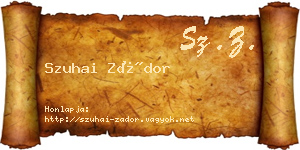Szuhai Zádor névjegykártya